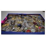 Tray Full of Animal Themed Costume Jewelry-