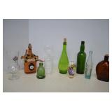 MISC Lot Vintage Colored Glass Bottles &