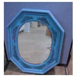 Large Ornate Blue Octagon Shape Wall Mirror