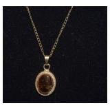 1/2 12K GF Chain & Tiger Eye Pendant