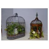 Lot (2) Decorative Metal & Wood Birdcages MORE