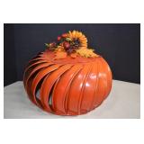 Metal Wind Turbine Transformed Into Pumpkin Decor