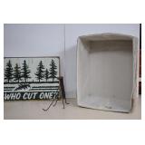 Basket & Metal Sign &Railroad Spike Golfer