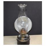 Vtg. Eagle Wall Mount Oil Lamp With Tin Reflector