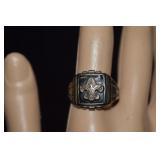 Sterling Boy Scout Ring w/ Black Stone Sz 10-1/4