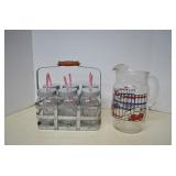 Lot Vintage Pepsi Glass Pitcher & Mason Jar -