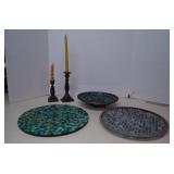 Lot MISC Home Decor Signed Are Pottery Wall Decor