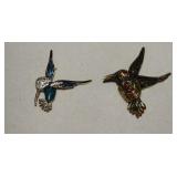 Two Hummingbird Brooches; Marked Roman & Germany