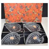 Vtg. Bohemia Crystal Leaf Shaped Dishes,Original