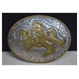 Large Belt Buckle With Horses