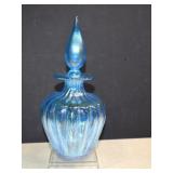 Gibson Blue Iridescent Carnival Glass Decanter