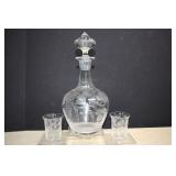 Vintage Bohemia Etched Crystal Decanter Set
