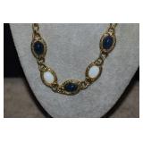 Vtg Costume Jewelry Blue/White Stone Necklace