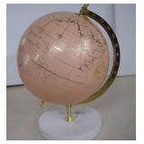 Pink And Gold Tone Globe On Marble Base