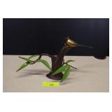 Japanese Metal Flower Bird Sculpture