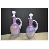 Two Vtg. Gibson Iridescent Lavender Cruets