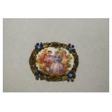 Vtg Fragonard Porcelain Hand Painted Brooch