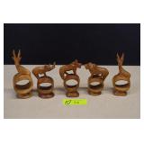 Hand Carved African Wildlife Napkin Rings