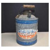 Vintage Delphos One Gallon Galvanized Fuel Can
