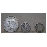 1952 Canada 50 Cents, 1916 France 50 Centavos &