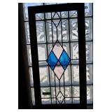 Leaded Glass Window With Chain To hang,36.5 x 18.5