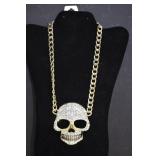 Large Statement Rhinestone Skull Necklace