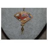 Gold Tone Chain w/ Oriental Theme Fan Pendant