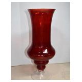 Tall 18' MCM Red Flashed Pedestal Vase