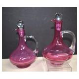 Two Lovely Gibson Cranberry Glass Cruets