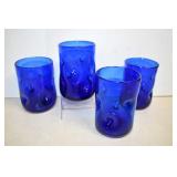 Vintage Blenko Cobalt Blue Dimple Tumblers