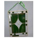 Green Stained Glass Panel Geometric Design