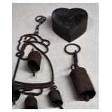 Vintage Metal Wind Chime,Cow Bell & Copper Trinket