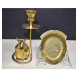 Brass Mouse Reading A Book Candle Holder & Brass
