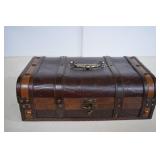 Wood And Leather Treasure Chest Box