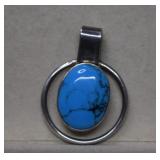 Sterling & Turquoise Pendant  Marked Mexico