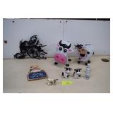 Miniature Cow & Calf Trinket Box, Metal Cutout,