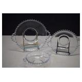 3 Pieces Imperial Glass Candlewick Handled Nesting