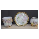 3pc.MCM Signed & Hand Painted Porcelain,Rose Bowl,
