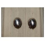 Sterling Oval Dome Clip Earrings    Mexico