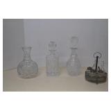 Vintage Lot Crystal Decanters & Condiment Set