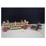 Cast Iron Fire Wagon w/Horses
