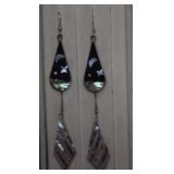 Two Alpaca Silver Abalone Earrings   Mexico