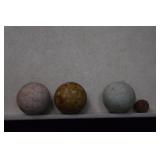 (4) Vtg Stoneware 'Bennie' Marbles