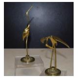 Two Vintage MCM Brass Crane Sculptures 8' & 5'