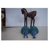 Peacock Shelf Sitters And Southwest Style Horse