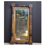 Old Framed Mirror With Reverse Painting On Part