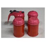 Vtg. Gemco Red Glass  S& P Shakers,Creamer & Syrup