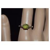 Sterling Ring w/ Tourmaline  Sz 7-1/4
