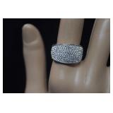 Sterling Band w/ Pave Stones  Sz 7-1/4