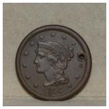 1856 Braided Hair Large Cent-XF Details (Holed)